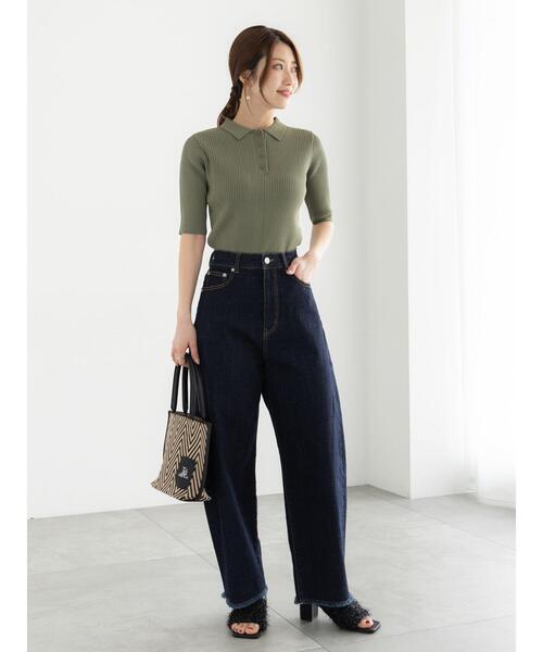 Te chichi（テチチ）の「スキッパーポロリブニット《2025summer catalog item》（ニット/セーター・レディース・グレー/カーキ/チャコールグレー・F）」の10枚目の写真