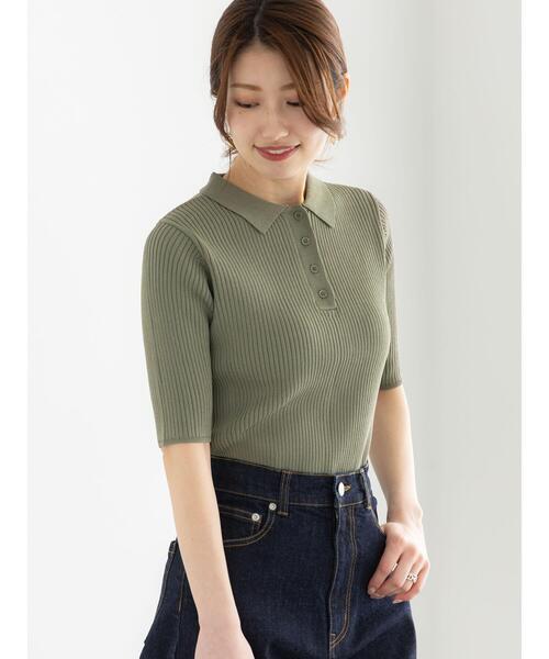 Te chichi（テチチ）の「スキッパーポロリブニット《2025summer catalog item》（ニット/セーター・レディース・グレー/カーキ/チャコールグレー・F）」の12枚目の写真