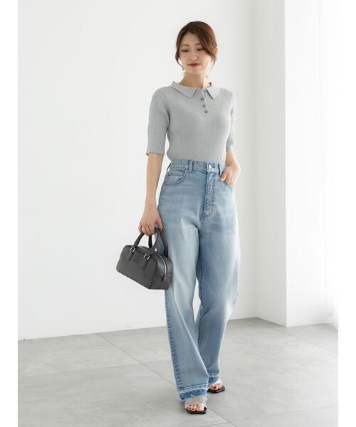 Te chichi（テチチ）の「スキッパーポロリブニット《2025summer catalog item》（ニット/セーター・レディース・グレー/カーキ/チャコールグレー・F）」の13枚目の写真