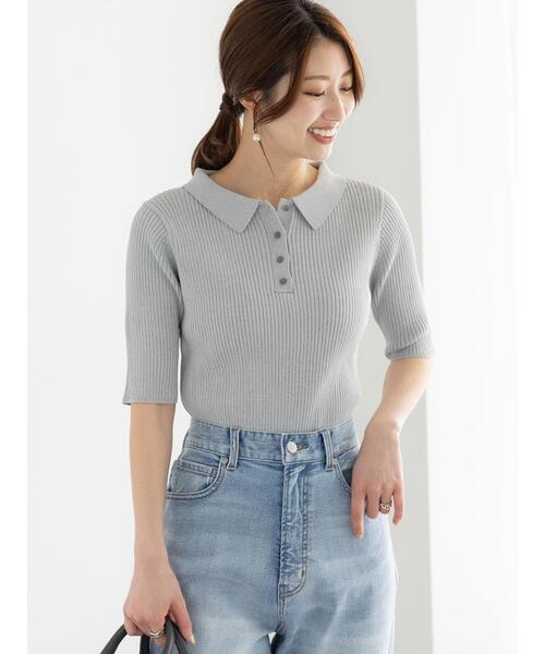 Te chichi（テチチ）の「スキッパーポロリブニット《2025summer catalog item》（ニット/セーター・レディース・グレー/カーキ/チャコールグレー・F）」の15枚目の写真