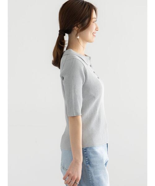Te chichi（テチチ）の「スキッパーポロリブニット《2025summer catalog item》（ニット/セーター・レディース・グレー/カーキ/チャコールグレー・F）」の17枚目の写真