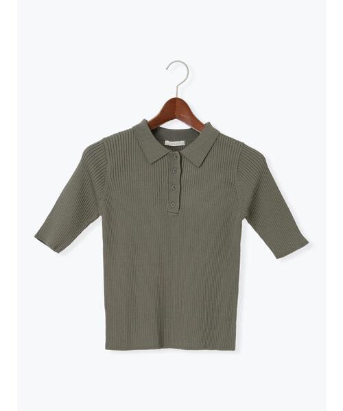 Te chichi（テチチ）の「スキッパーポロリブニット《2025summer catalog item》（ニット/セーター・レディース・グレー/カーキ/チャコールグレー・F）」の21枚目の写真