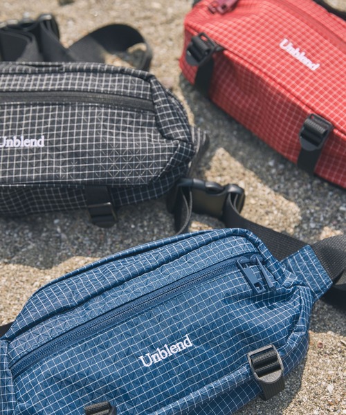 Unblend】リップストップ チェック柄 ウエストポーチ（ボディバッグ