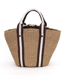 COOCO（クーコ）の「配色テープハンドル×ペーパー素材トートバッグ（かごバッグ）」