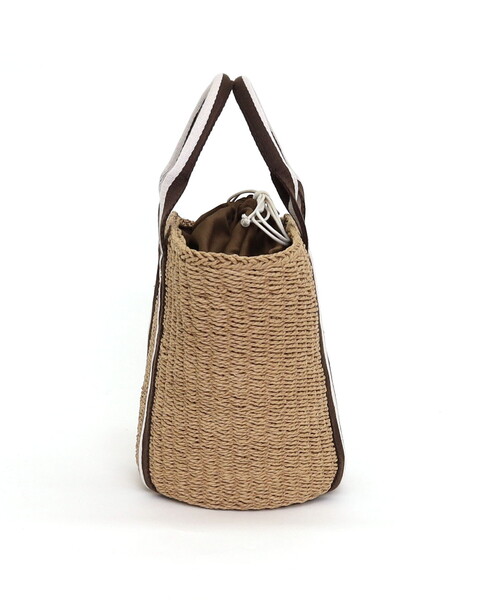 COOCO(クーコ)の「配色テープハンドル×ペーパー素材トートバッグ(かごバッグ・レディース・ナチュラル/キャメル・FREE)」の3枚目の写真