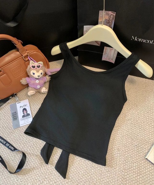 Lace Ladies(レースレディース)の「Vバック リボン付き カップ付き ノースリーブ タンクトップ(タンクトップ・レディース・ピンク/ホワイト/ブラック/ブルー/グレー・M/S)」の10枚目の写真