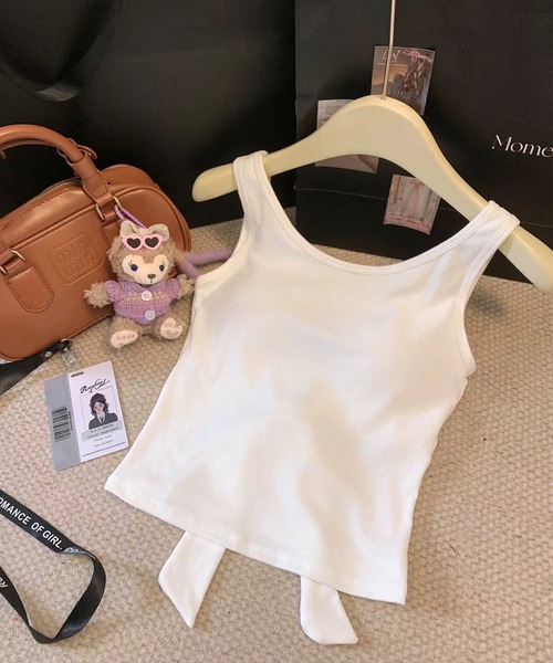 Lace Ladies(レースレディース)の「Vバック リボン付き カップ付き ノースリーブ タンクトップ(タンクトップ・レディース・ピンク/ホワイト/ブラック/ブルー/グレー・M/S)」の14枚目の写真