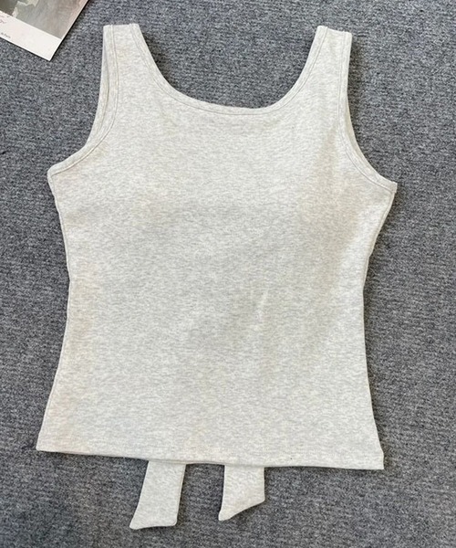 Lace Ladies(レースレディース)の「Vバック リボン付き カップ付き ノースリーブ タンクトップ(タンクトップ・レディース・ピンク/ホワイト/ブラック/ブルー/グレー・M/S)」の15枚目の写真