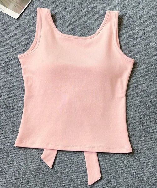 Lace Ladies(レースレディース)の「Vバック リボン付き カップ付き ノースリーブ タンクトップ(タンクトップ・レディース・ピンク/ホワイト/ブラック/ブルー/グレー・M/S)」の17枚目の写真