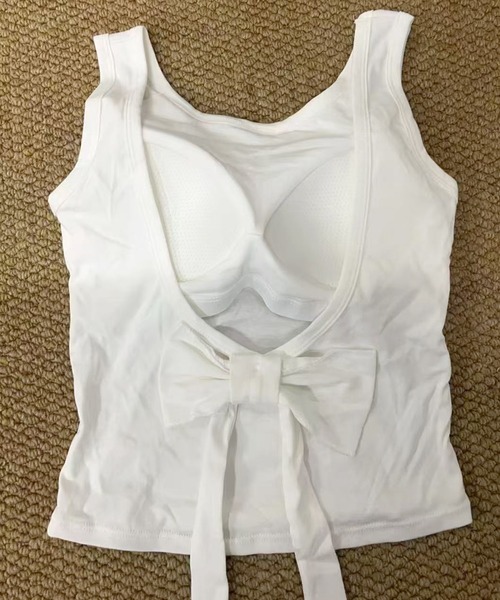 Lace Ladies(レースレディース)の「Vバック リボン付き カップ付き ノースリーブ タンクトップ(タンクトップ・レディース・ピンク/ホワイト/ブラック/ブルー/グレー・M/S)」の20枚目の写真