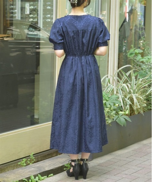 [I AM MARI]ディオニースクエアネックパフガードワンピース ≪通常販売≫bicolor classical dot onepiece（バイカラー