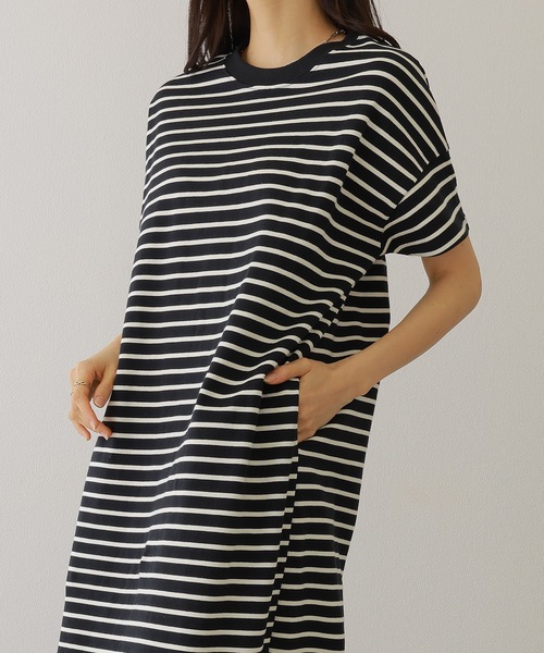 Lace Ladies（レースレディース）の「クルーネック 配色 ボーダー マキシ ワンピース（ワンピース・レディース・ネイビー/アイボリー/ブラック・S/FREE）」の7枚目の写真