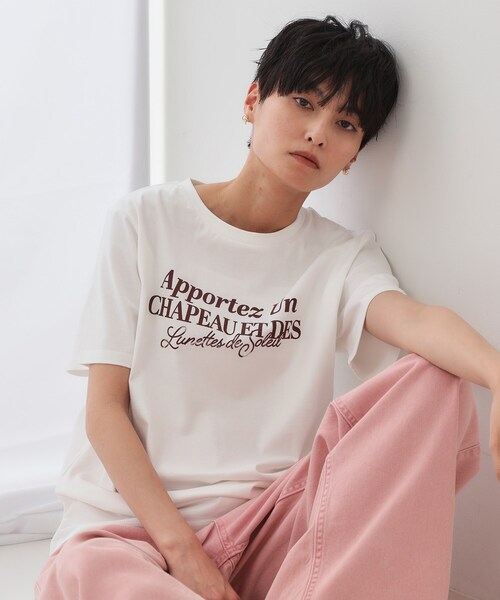 OPAQUE.CLIP(オペークドットクリップ)の「サーフロゴTシャツ【洗濯機洗い可】(Tシャツ/カットソー・レディース・ホワイト/モスグリーン/ダークブラウン・38/40)」の2枚目の写真
