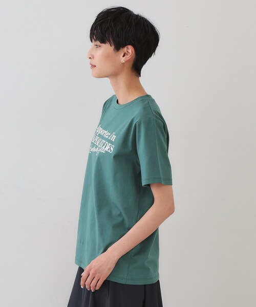 OPAQUE.CLIP(オペークドットクリップ)の「サーフロゴTシャツ【洗濯機洗い可】(Tシャツ/カットソー・レディース・ホワイト/モスグリーン/ダークブラウン・38/40)」の9枚目の写真
