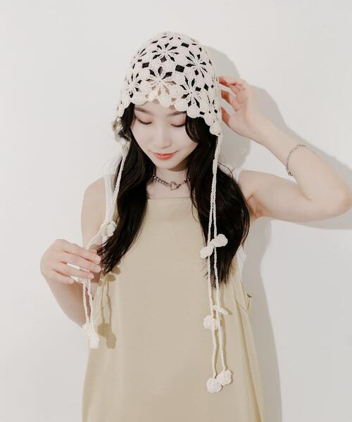 セール】フラワークロシェボンネット（ニットキャップ/ビーニー