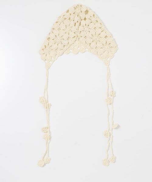 SMELLY（スメリー）の「フラワークロシェボンネット（ニットキャップ/ビーニー・レディース・アイボリー/ブラック・-）」の7枚目の写真