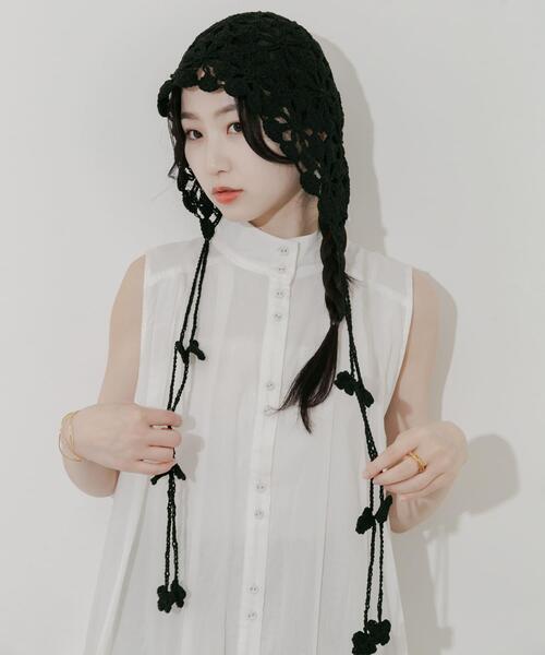 SMELLY（スメリー）の「フラワークロシェボンネット（ニットキャップ/ビーニー・レディース・アイボリー/ブラック・-）」の14枚目の写真