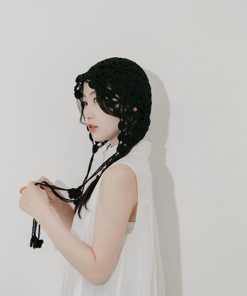 SMELLY（スメリー）の「フラワークロシェボンネット（ニットキャップ/ビーニー・レディース・アイボリー/ブラック・-）」の15枚目の写真