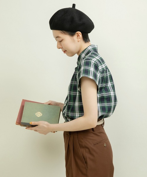 CHILD WOMAN(チャイルドウーマン)の「ギザタータン ボタンダウン半袖シャツ(シャツ/ブラウス・レディース・グリーン/ネイビー・FREE)」の10枚目の写真