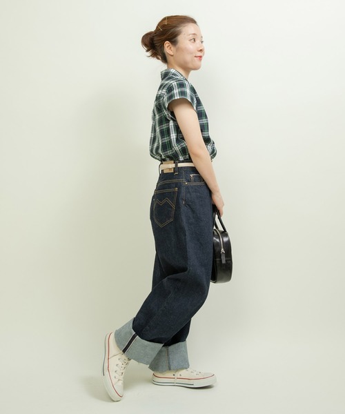 CHILD WOMAN(チャイルドウーマン)の「ギザタータン ボタンダウン半袖シャツ(シャツ/ブラウス・レディース・グリーン/ネイビー・FREE)」の6枚目の写真