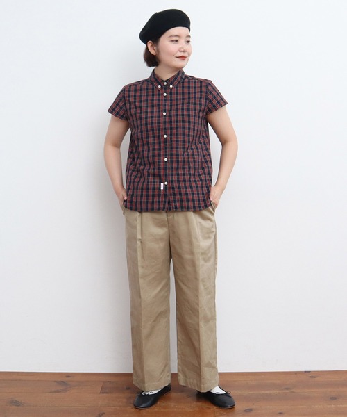 CHILD WOMAN(チャイルドウーマン)の「ギザタータン ボタンダウン半袖シャツ(シャツ/ブラウス・レディース・グリーン/ネイビー・FREE)」の18枚目の写真