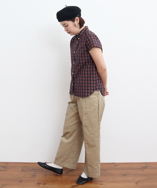 CHILD WOMAN(チャイルドウーマン)の「ギザタータン ボタンダウン半袖シャツ(シャツ/ブラウス・レディース・グリーン/ネイビー・FREE)」の19枚目の写真