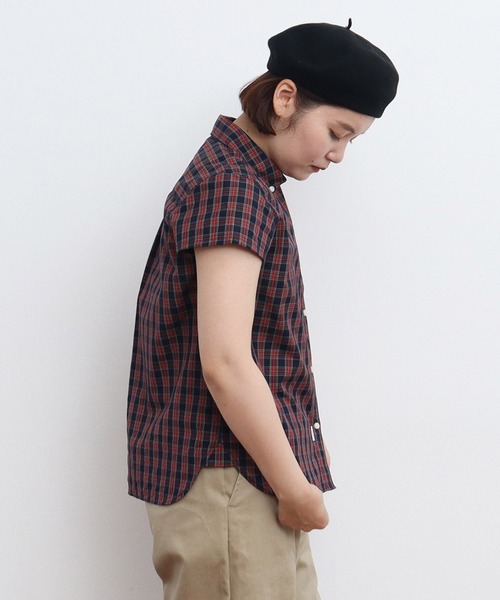 CHILD WOMAN(チャイルドウーマン)の「ギザタータン ボタンダウン半袖シャツ(シャツ/ブラウス・レディース・グリーン/ネイビー・FREE)」の15枚目の写真