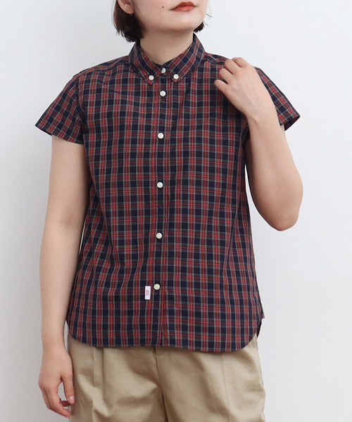 CHILD WOMAN(チャイルドウーマン)の「ギザタータン ボタンダウン半袖シャツ(シャツ/ブラウス・レディース・グリーン/ネイビー・FREE)」の14枚目の写真