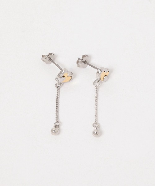 FOREVER 21（フォーエバー トゥエンティーワン）の「ハートチェーンピアス（ピアス（両耳用）・レディース・ゴールド/シルバー・FREE）」の2枚目の写真