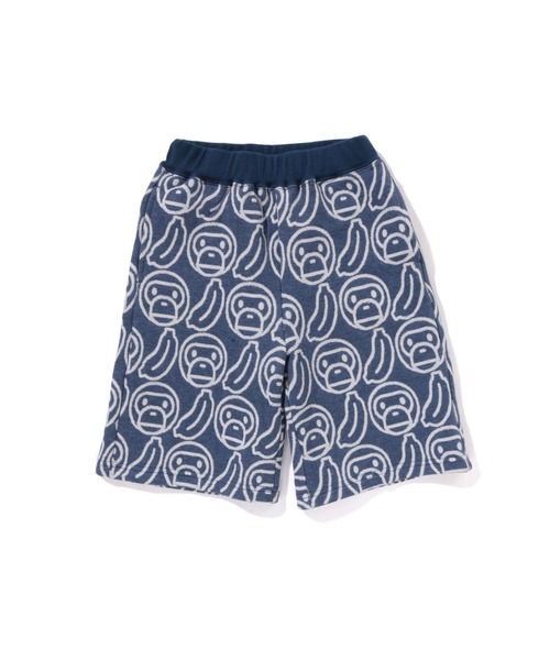 A BATHING APE(アベイシングエイプ)の「BANANA MILO KNIT JACQUARD SHORTS(その他パンツ・キッズ・イエロー/ネイビー・130/90/100/140/120)」の2枚目の写真