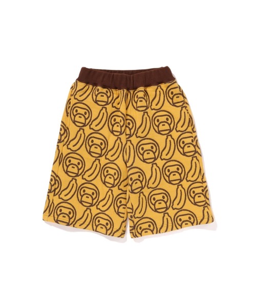 A BATHING APE(アベイシングエイプ)の「BANANA MILO KNIT JACQUARD SHORTS(その他パンツ・キッズ・イエロー/ネイビー・130/90/100/140/120)」の1枚目の写真