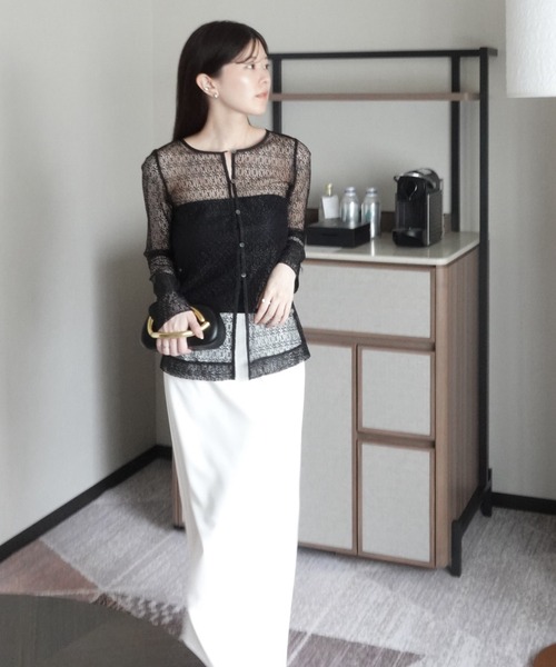 セール】【nao original】2WAYレースブラウス /長袖 レース 前開き