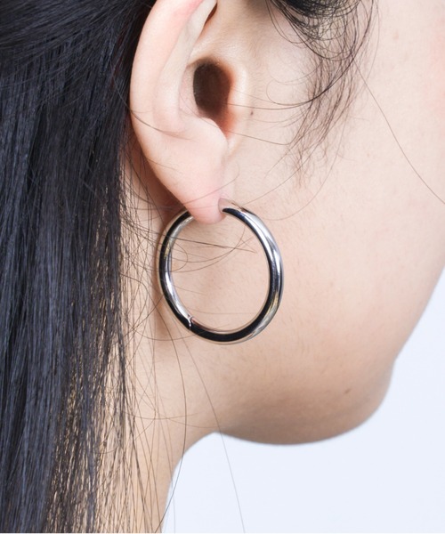 TOMWOOD classic hoop large フープピアス　シルバー TOMWOOD - 【両耳用】クラシック フープ ピアス L / CLASSIC