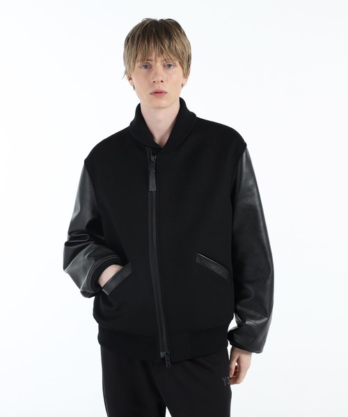 Y-3 ブラック フルジップジャケット Y-3 LETTERMAN JACKET（ブルゾン）｜Y-3（ワイスリー）のファッション