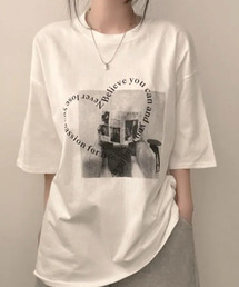 ハート文字プリント 半袖Tシャツ