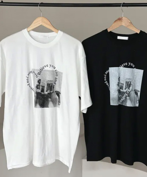 VIVID LADY(ビビッドレディー)の「ハート文字プリント 半袖Tシャツ(Tシャツ/カットソー・レディース・アイボリー/ブラック・FREE)」の10枚目の写真
