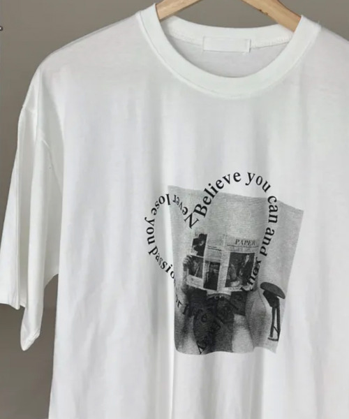 VIVID LADY(ビビッドレディー)の「ハート文字プリント 半袖Tシャツ(Tシャツ/カットソー・レディース・アイボリー/ブラック・FREE)」の12枚目の写真