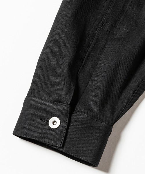 meanswhile(ミーンズワイル)の「Raw Denim Pleated Sleeve Blouse(デニムジャケット・メンズ・ブラック/インディゴブルー・4(XL)/2(M)/3(L)/1(S))」の9枚目の写真
