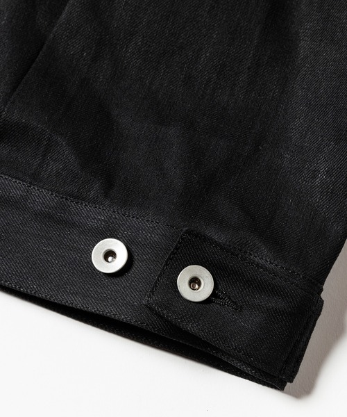 meanswhile(ミーンズワイル)の「Raw Denim Pleated Sleeve Blouse(デニムジャケット・メンズ・ブラック/インディゴブルー・4(XL)/2(M)/3(L)/1(S))」の10枚目の写真