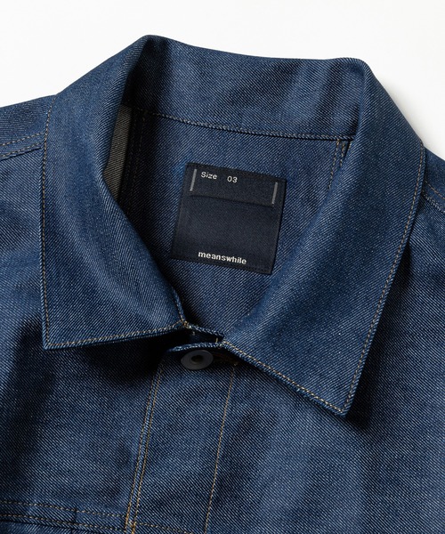meanswhile(ミーンズワイル)の「Raw Denim Pleated Sleeve Blouse(デニムジャケット・メンズ・ブラック/インディゴブルー・4(XL)/2(M)/3(L)/1(S))」の12枚目の写真