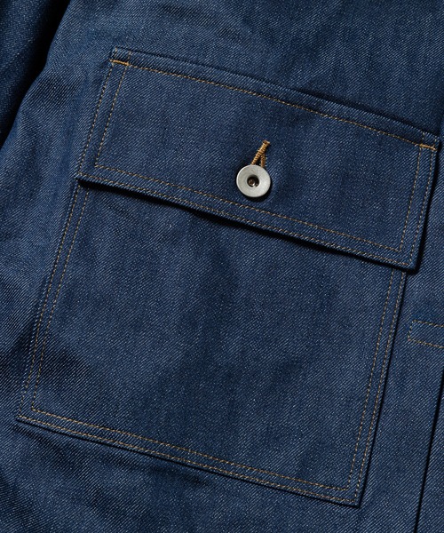 meanswhile(ミーンズワイル)の「Raw Denim Pleated Sleeve Blouse(デニムジャケット・メンズ・ブラック/インディゴブルー・4(XL)/2(M)/3(L)/1(S))」の13枚目の写真