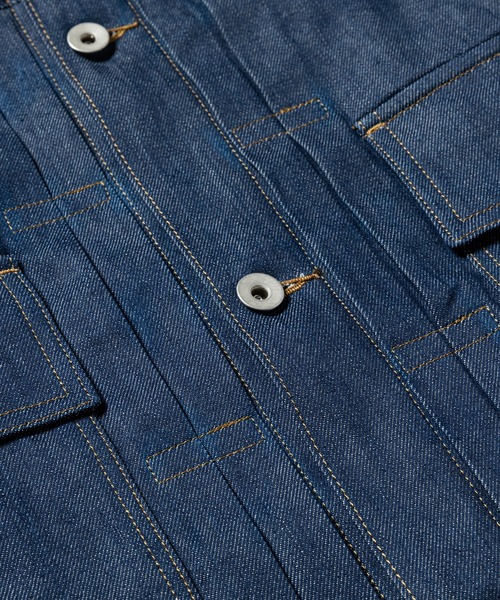 meanswhile(ミーンズワイル)の「Raw Denim Pleated Sleeve Blouse(デニムジャケット・メンズ・ブラック/インディゴブルー・4(XL)/2(M)/3(L)/1(S))」の14枚目の写真