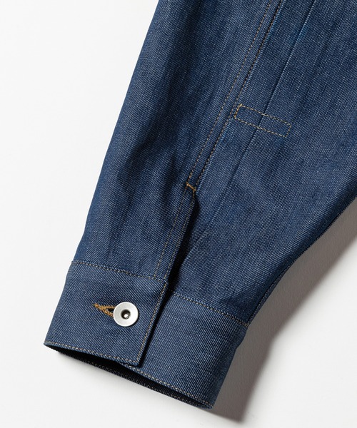 meanswhile(ミーンズワイル)の「Raw Denim Pleated Sleeve Blouse(デニムジャケット・メンズ・ブラック/インディゴブルー・4(XL)/2(M)/3(L)/1(S))」の16枚目の写真
