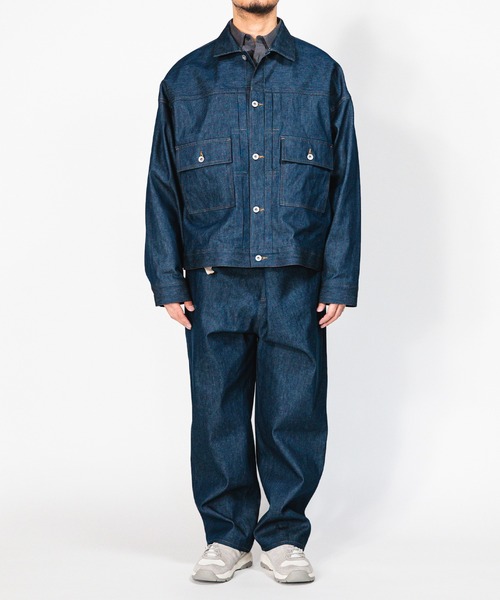 meanswhile(ミーンズワイル)の「Raw Denim Pleated Sleeve Blouse(デニムジャケット・メンズ・ブラック/インディゴブルー・4(XL)/2(M)/3(L)/1(S))」の17枚目の写真