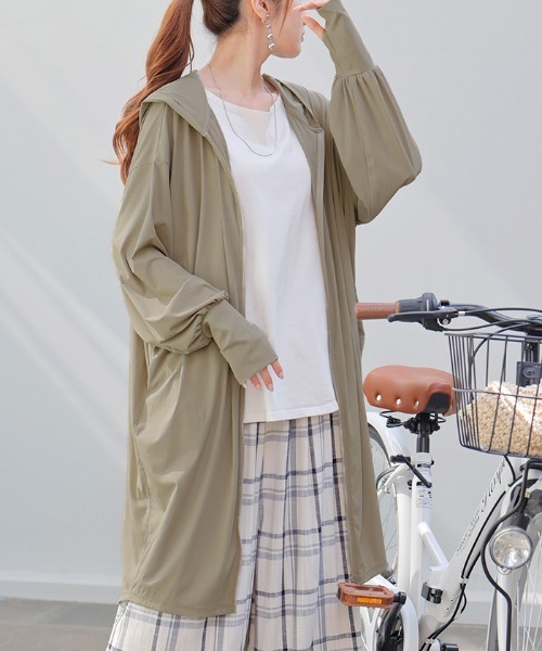 お値下げ　ババグーリ2024SS〝ミルコットン薄手”ロングパーカー UVカット UPF50++ ロングパーカー（パーカー）｜HUG.U（ハグユー