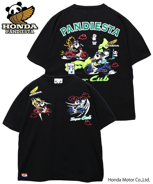 パンダ セール】Honda×Pandiesta スーパーカブ風雷神パンダTシャツ(M2