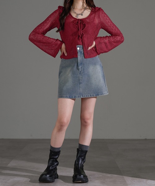 apres jour mignon（アプレジュールミニョン）の「レースキャミリボンカーディガンセット【ZOZOTOWN限定アイテム】（アンサンブル・レディース・レッド/オフホワイト/ブラック・フリー/X-LARGE）」の20枚目の写真