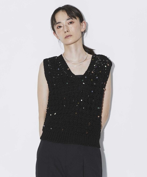 AKIRANAKA/アキラナカ】別注 Gerda glass beads&ores knit BK