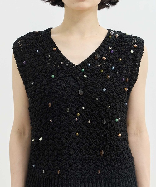 AKIRANAKA/アキラナカ】別注 Gerda glass beads&ores knit BK