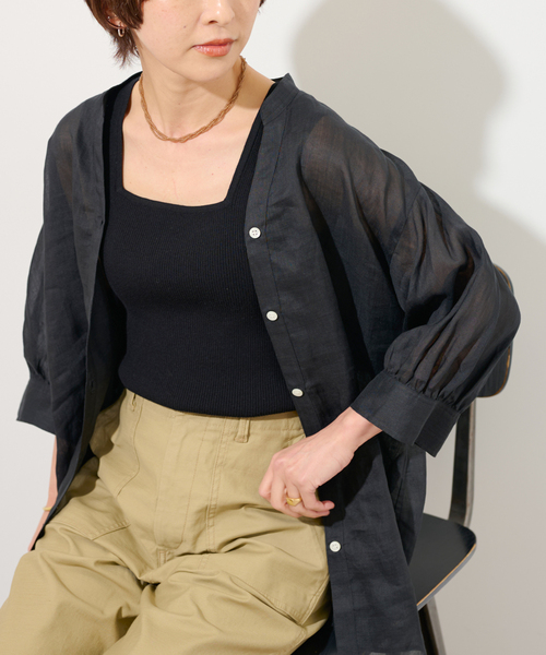 JOURNAL STANDARD relume(ジャーナルスタンダード レリューム)の「《追加4》Vis/Polyスクエアネックリブタンクトップ(タンクトップ・レディース・ホワイト/ブラック/ブラウン/ベージュ系その他・FREE)」の1枚目の写真